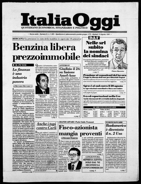 Italia oggi : quotidiano di economia finanza e politica